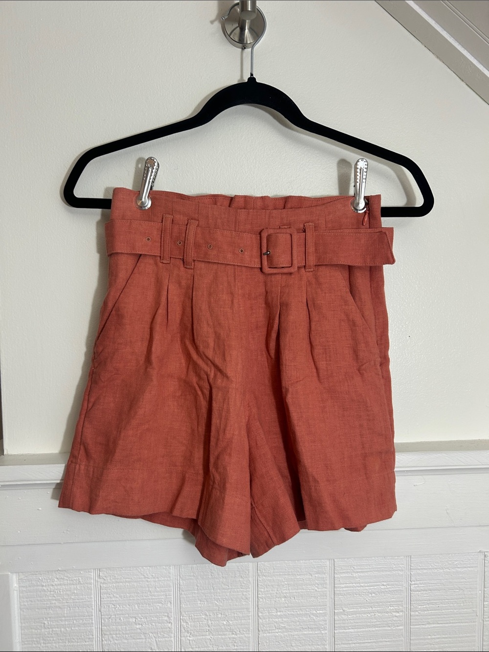 Abercrombie & Fitch High Rise Linen Viscose Trouser Shorts size XXS Dusty Pink